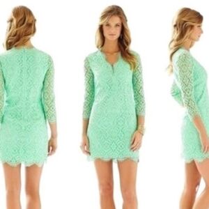 Lilly Pulitzer Meryl long sleeve green lace dress size 00